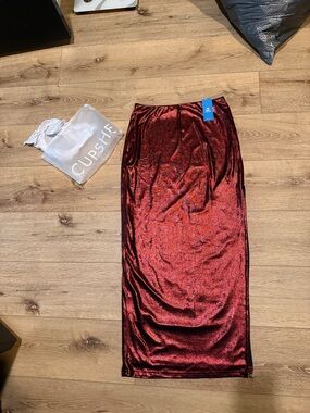 Cupshe Shimmery Red Metallic Maxi Skirt